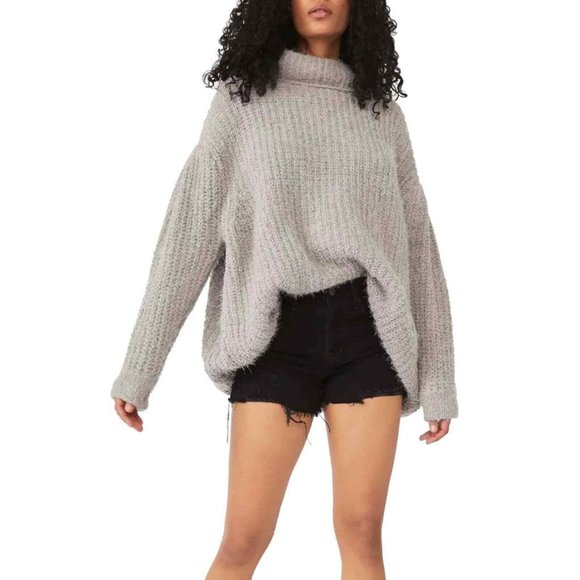 Free People Sweaters - Free People Oasis Oversize Tunic Sweater In Silver